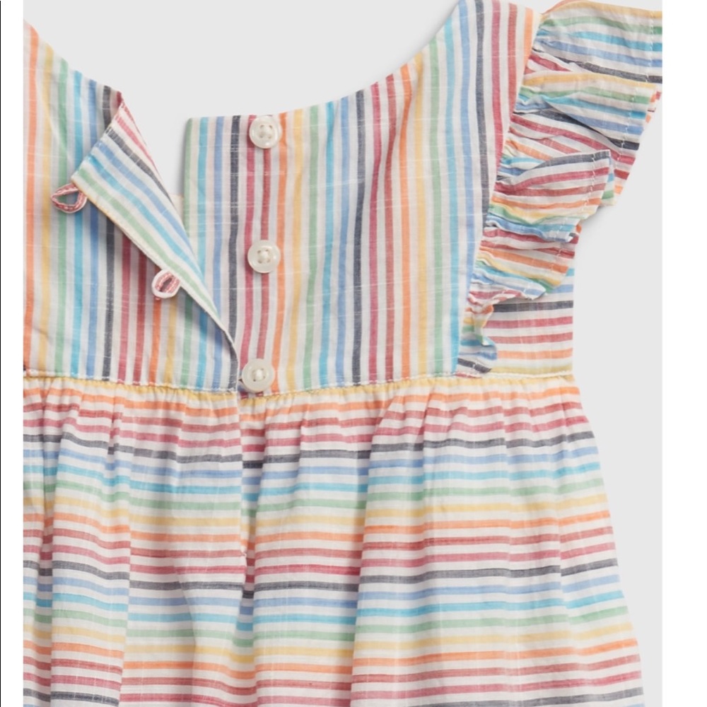 Gap Rainbow Striped Ruffle Dress - NEW!🌈 - Picture 8 of 11